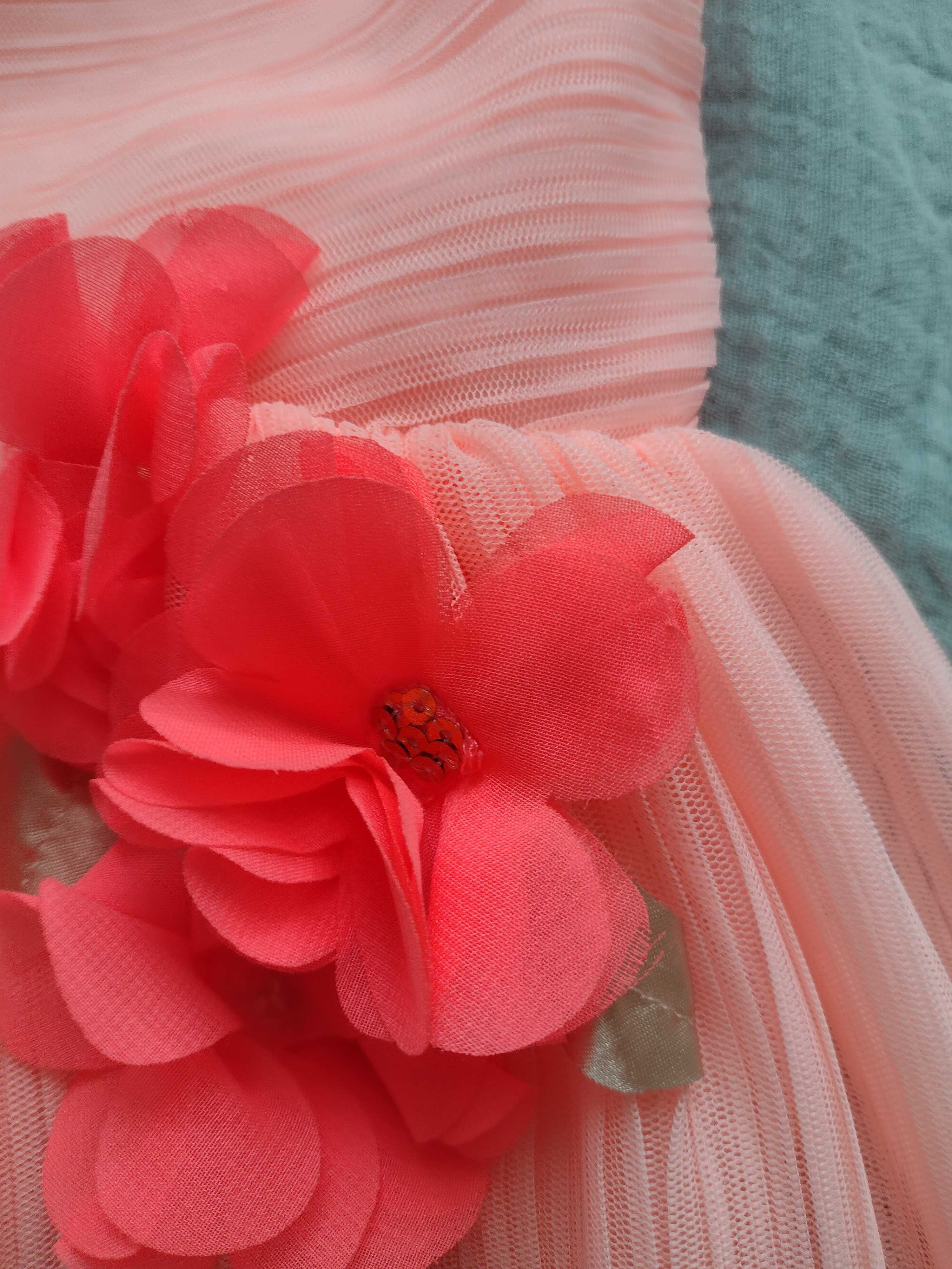 H&M plisowana sukienka z tiulu r 122 na ramiączkach