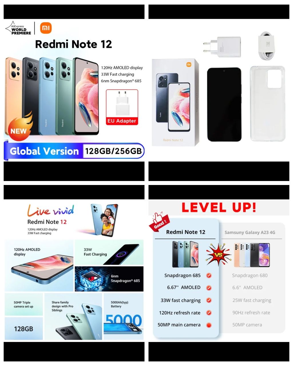 Смартфоны  Redmi Note 12 8/128; 8/256;  Redmi Note 13 NFC 8/256