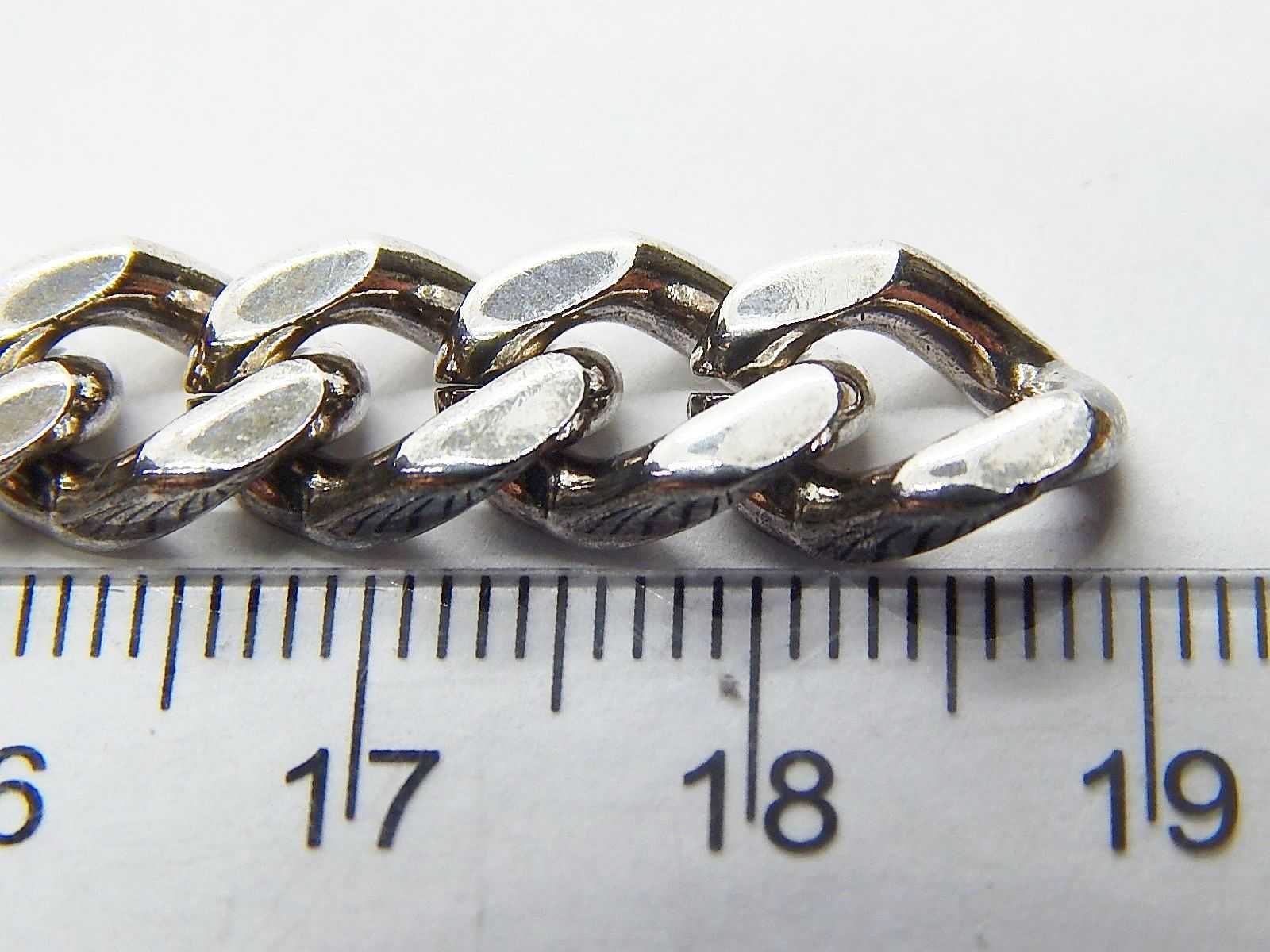Srebrna bransoletka pancerka z blaszką srebro 925 waga 38,8g dł. 19 cm