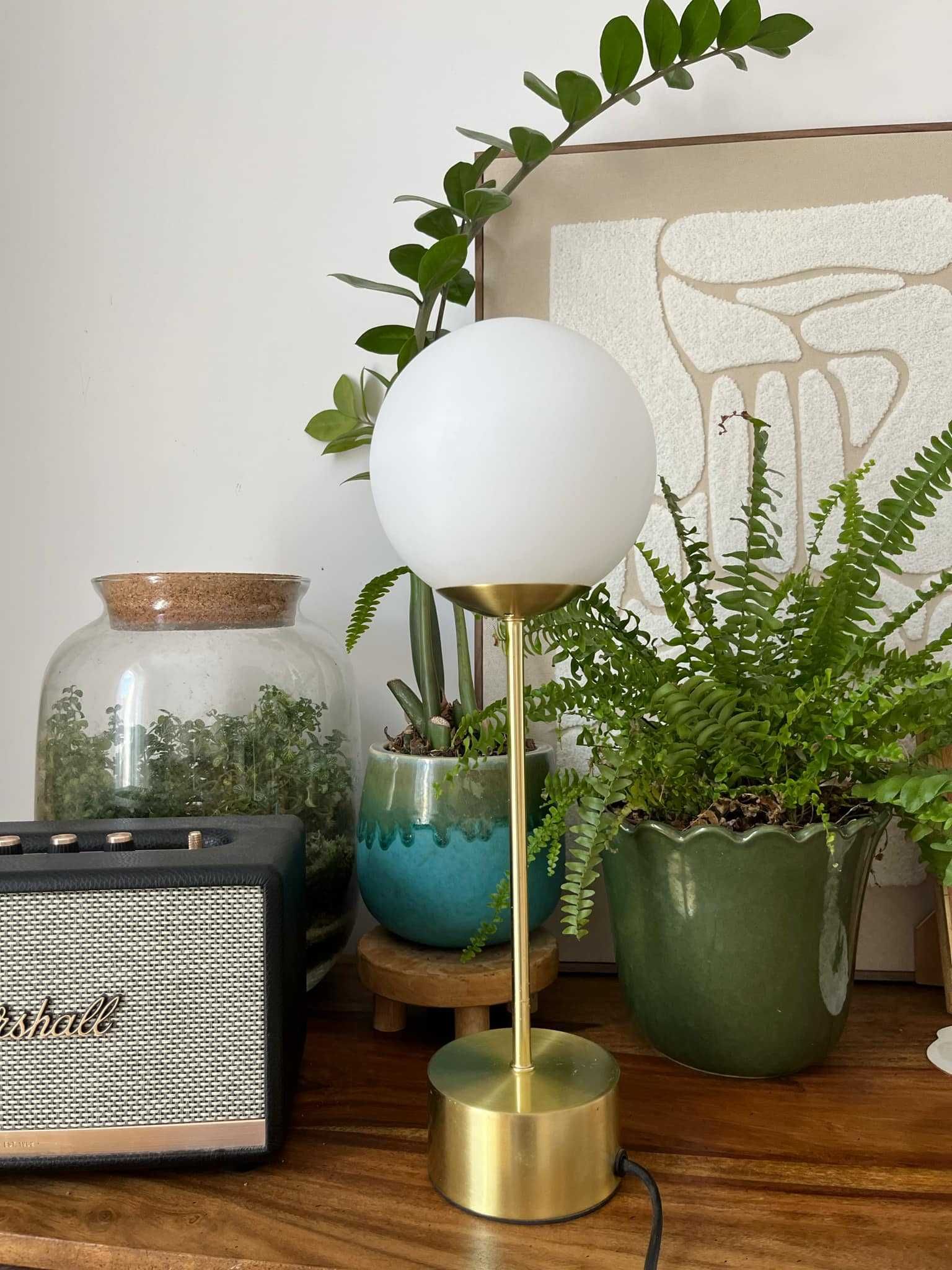 Lampa złota Lampka kula na złotej nóżce 43 x 15 x 10 cm stojąca