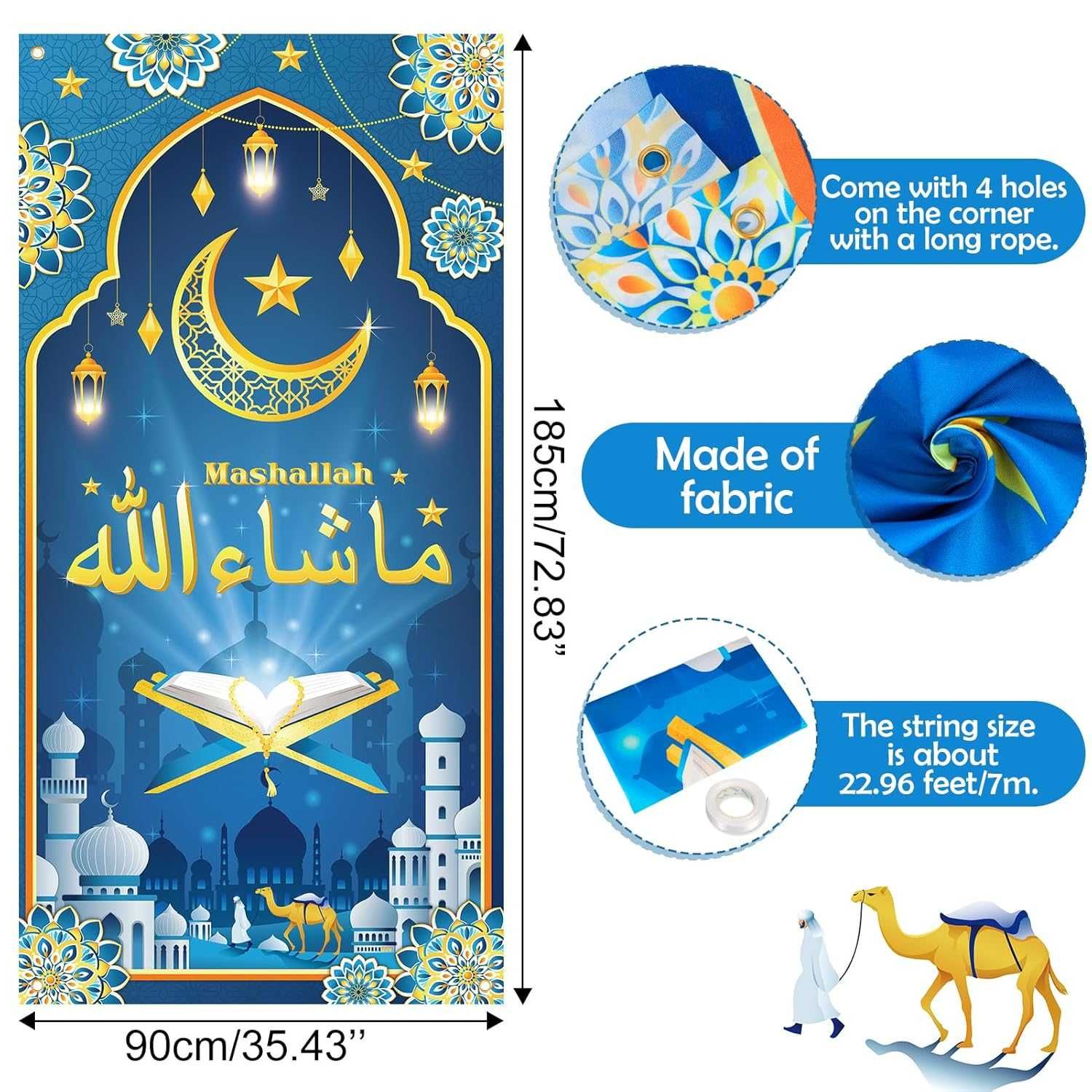 DPKOW Baner Mashallah do dekoracji Ramadanu Mashallah na ściany 185x90