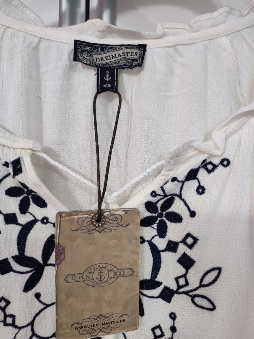 Biała bluzeczka we wzory dreimaster vintage XS damska