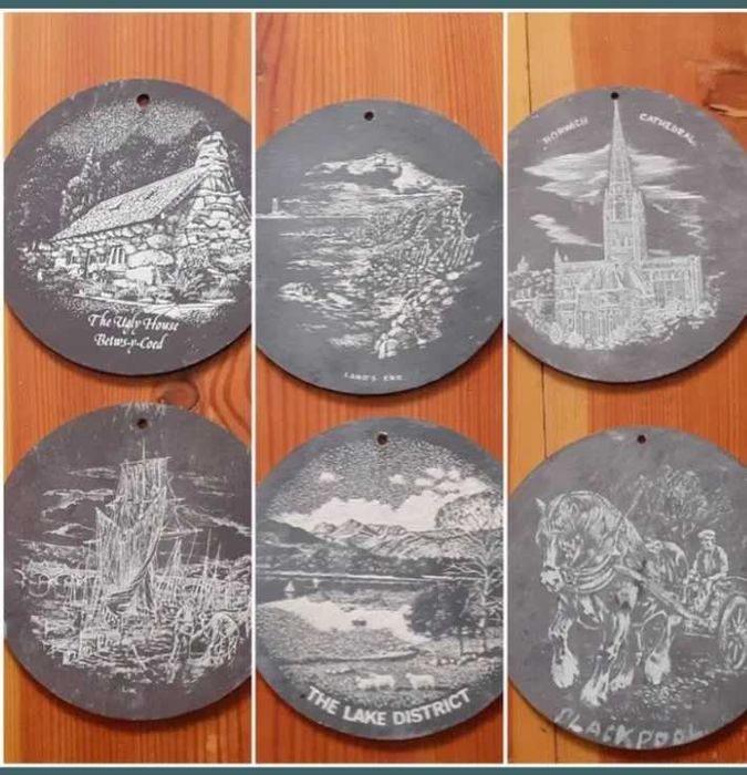 Obrazy na kamiennej płytce podstawki komplet 6 szt- 50 zł