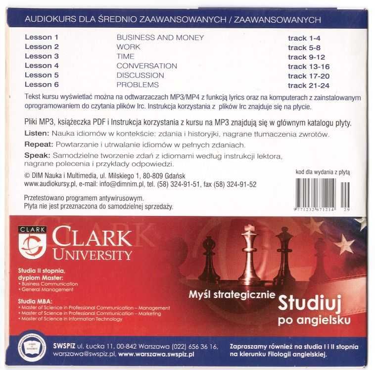 Płyta CD AUDIO+MP3: English Idioms; Idiomy angielskie; 6 lekcji