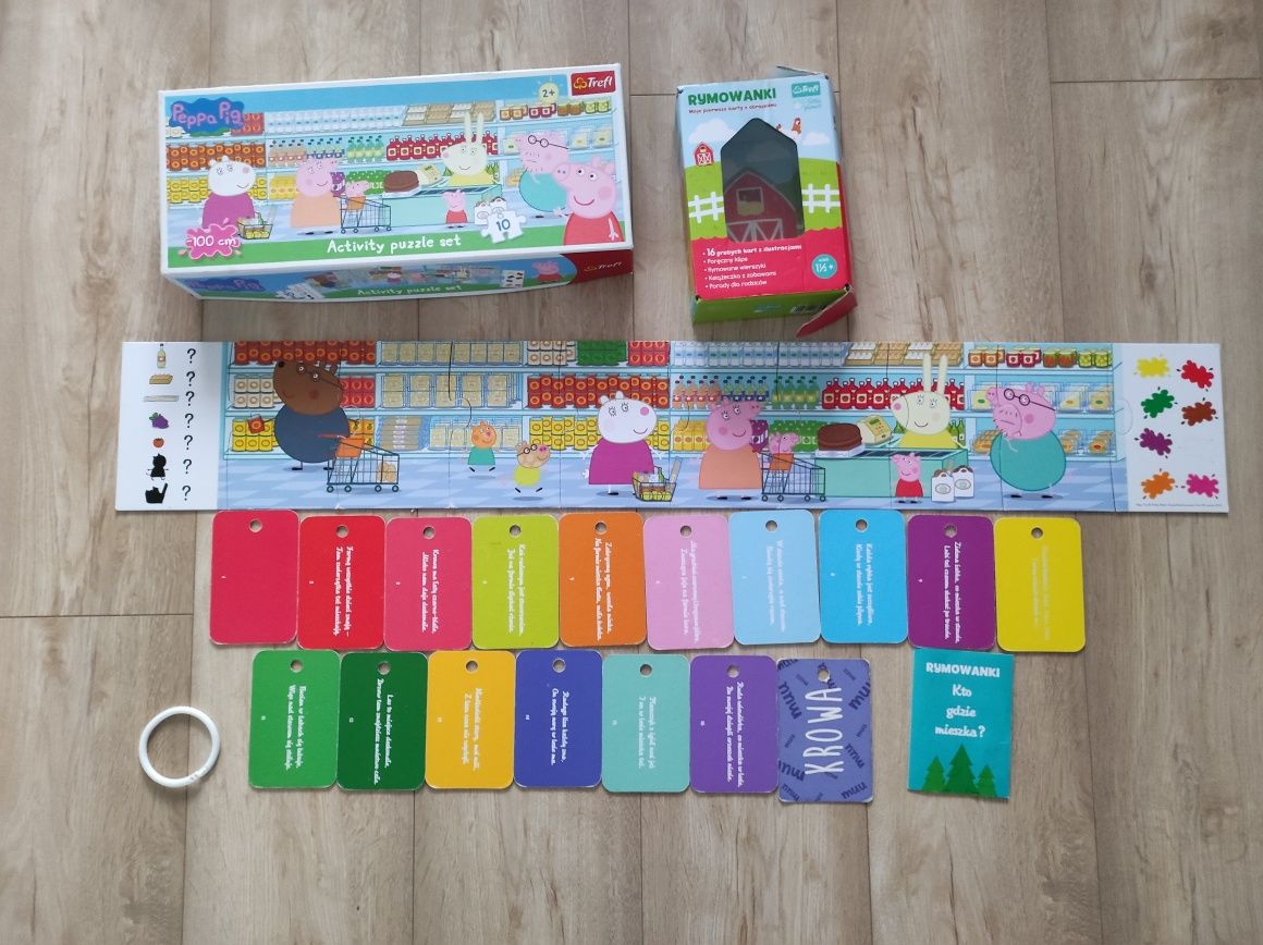 Puzzle świnka Peppa  i karty rymowanki