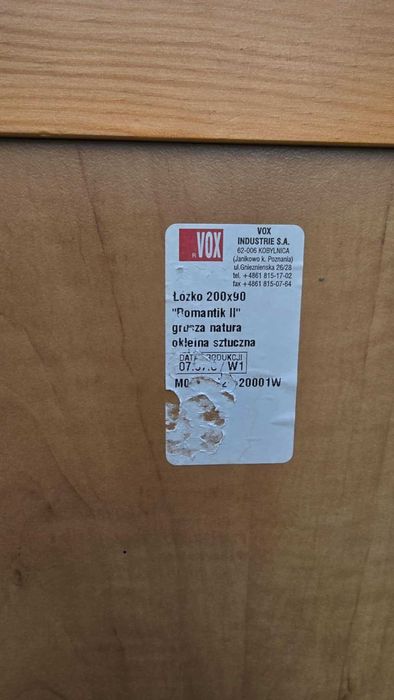 łóżko drewniane młodzieżowe VOX 200x90