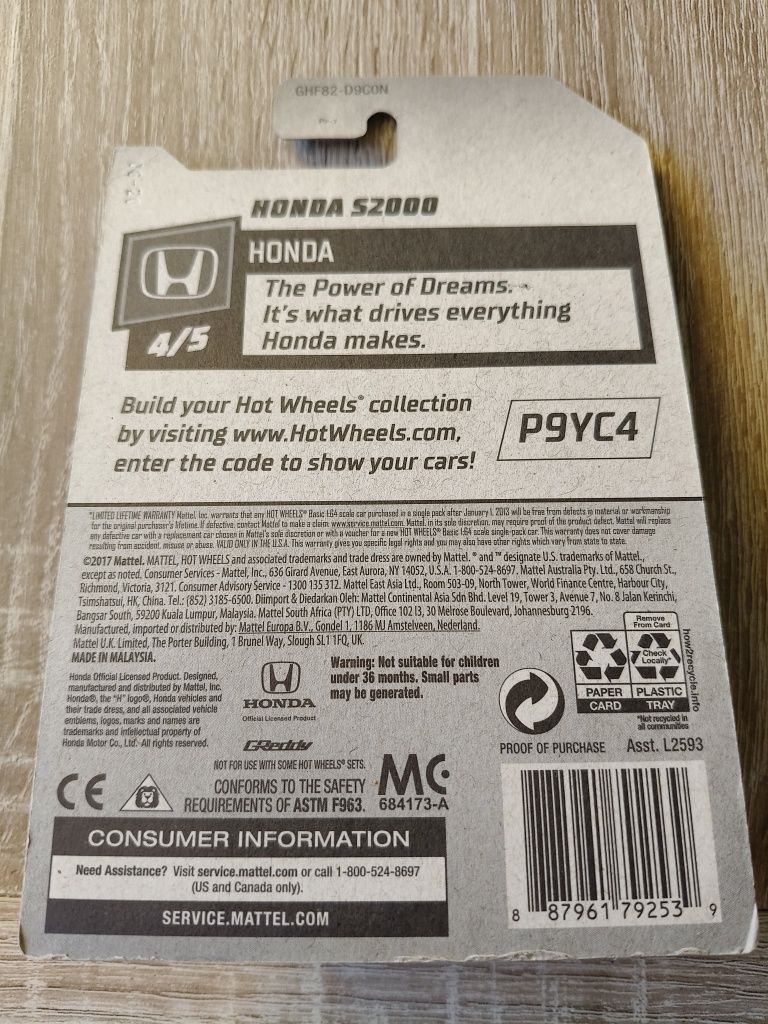 Hot Wheels Honda S2000 GReddy zielona / green