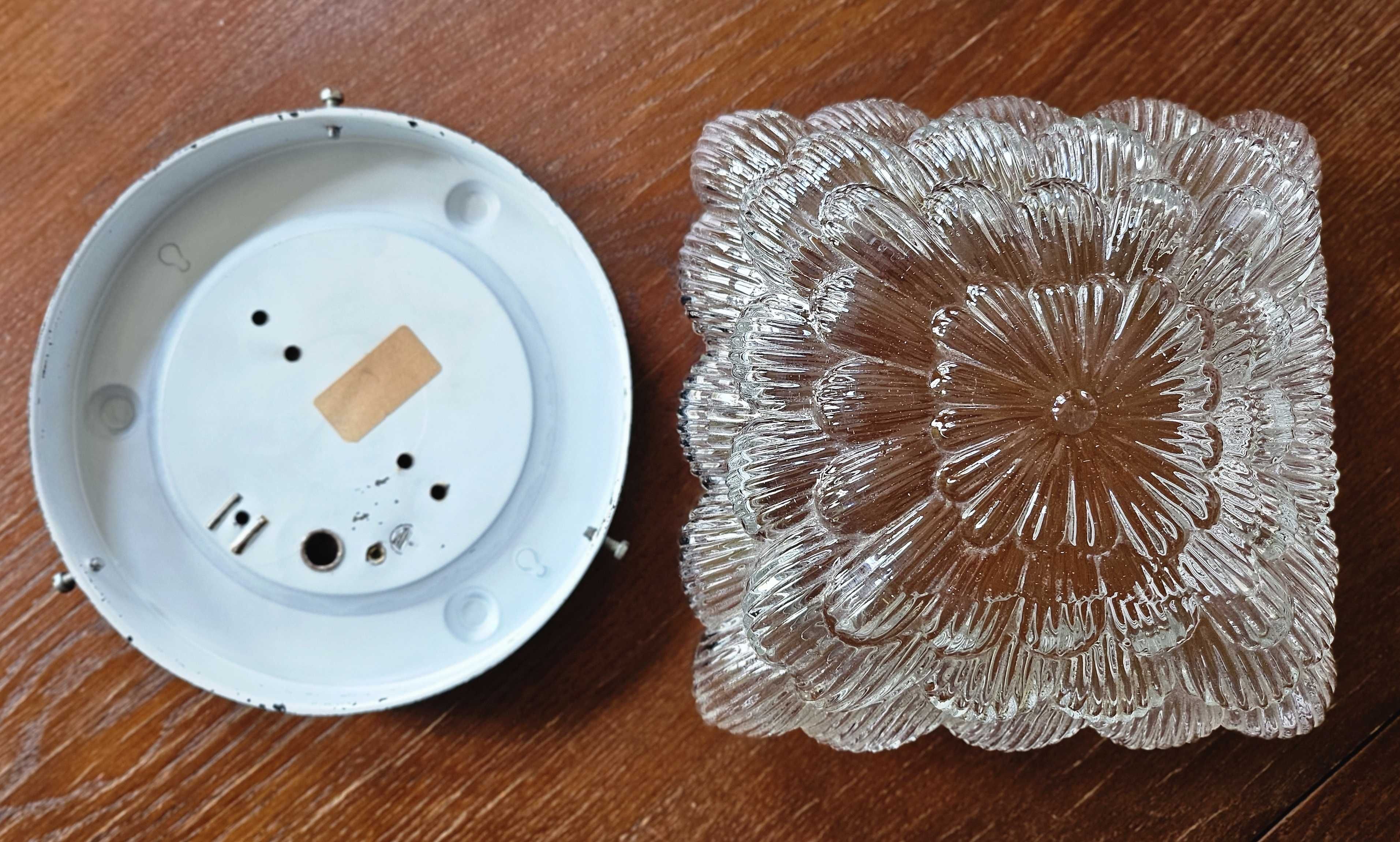 PIĘKNY Plafon lampa lata 60- 70 szkło prasowane, klosz lampa kinkiet
