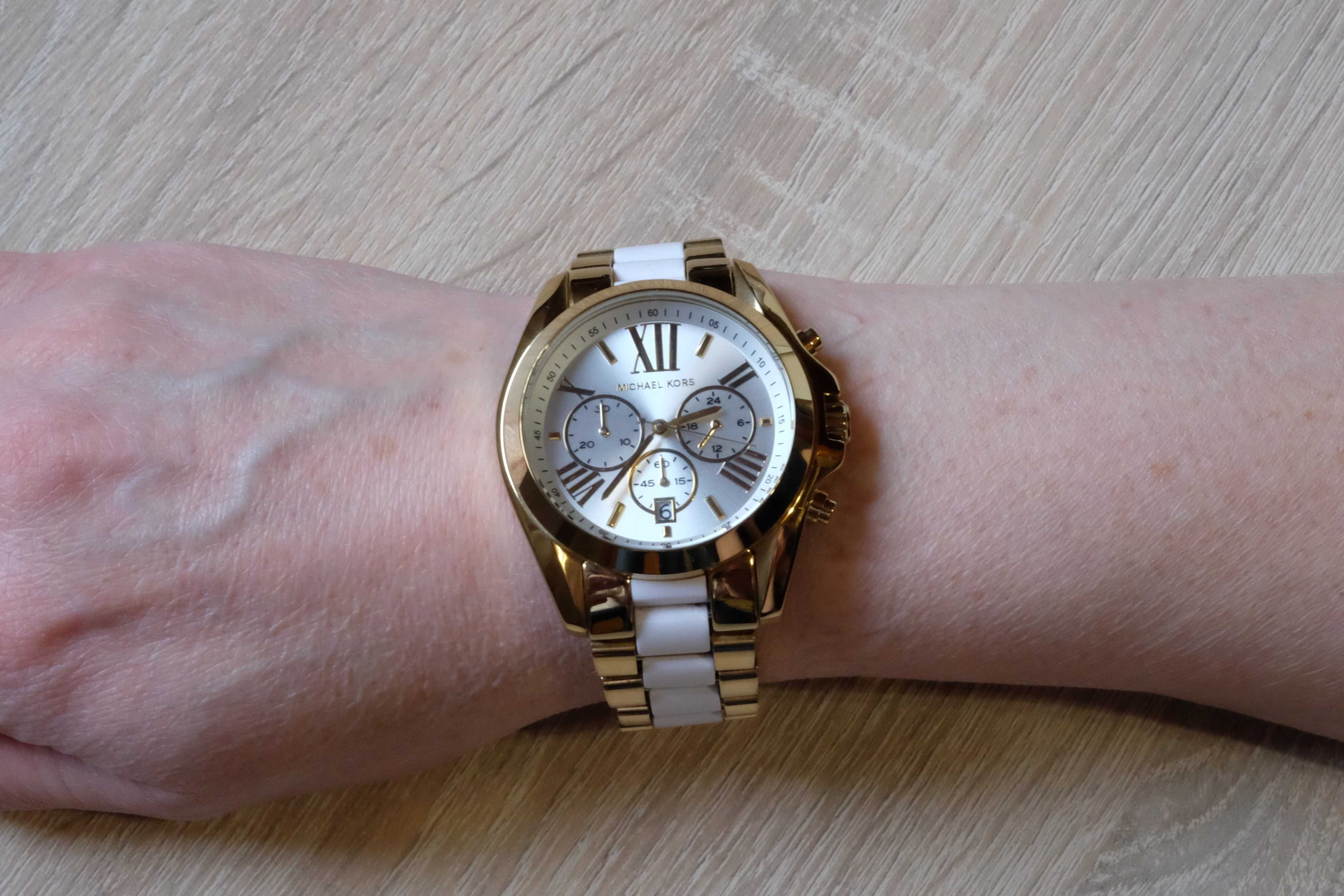 Zegarek damski Michael Kors MK5743 Bradshaw biało złoty stan bdb