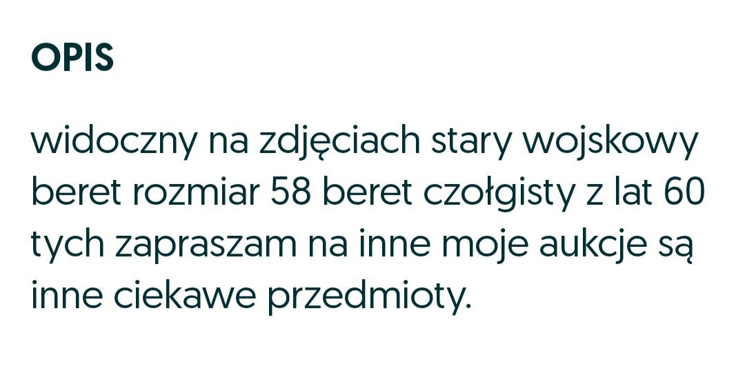 Beret wojskowy czołgisty 1960.