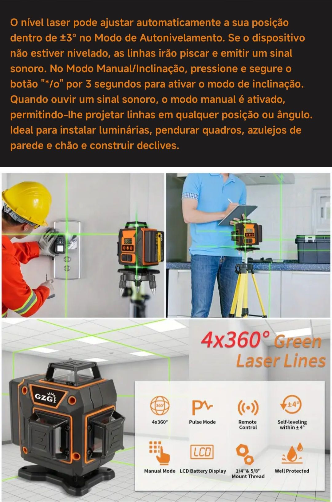 Novo Auto-nivelante Ferramenta :Nível Laser de Linha Cruzada,