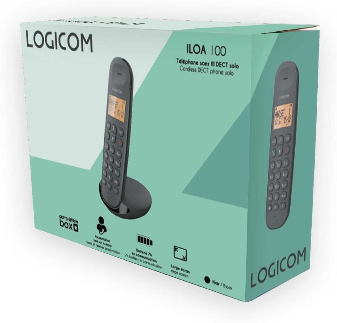 Telefon stacjonarny bezprzewodowy Logicom ILOA 100 czarny z bazą