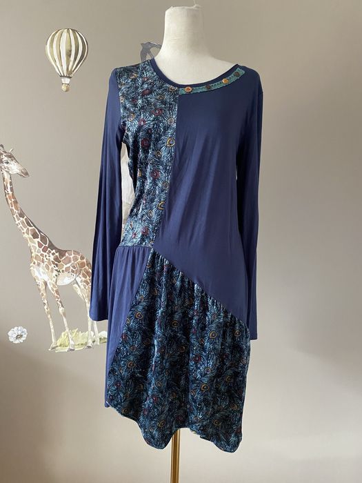 Granatowa sukienka z wiskozh Joe Browns boho art M/L