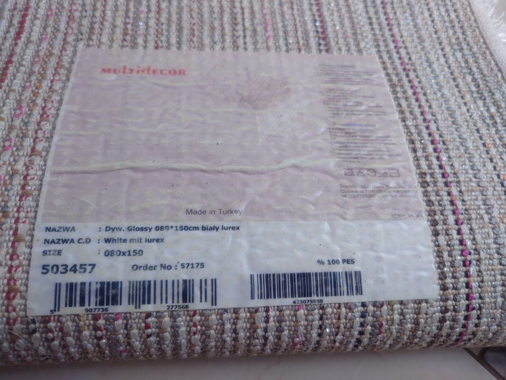 Zestaw dywan i dwa dywaniki Glossy białe tureckie 150x80 i 100x60