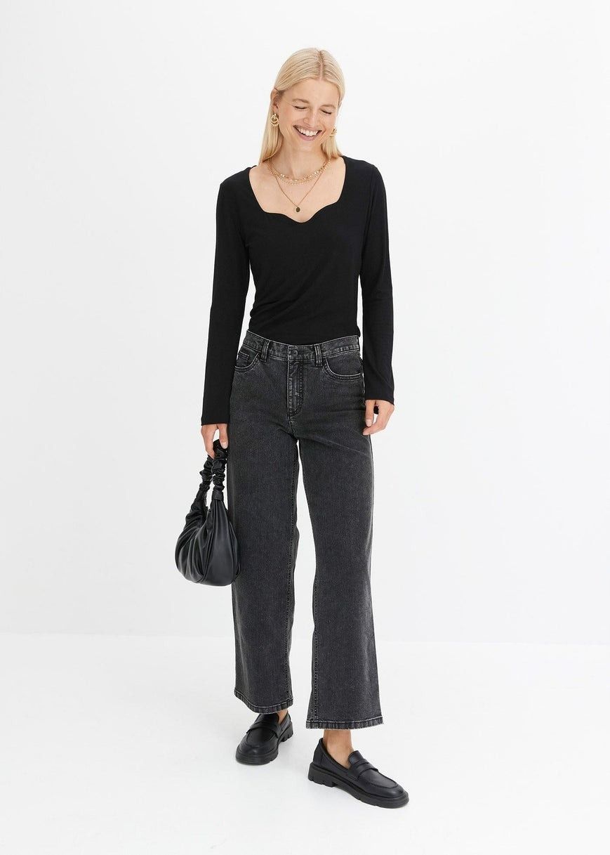 B.P.C jeansy 7/8 czarne szerokie ^46