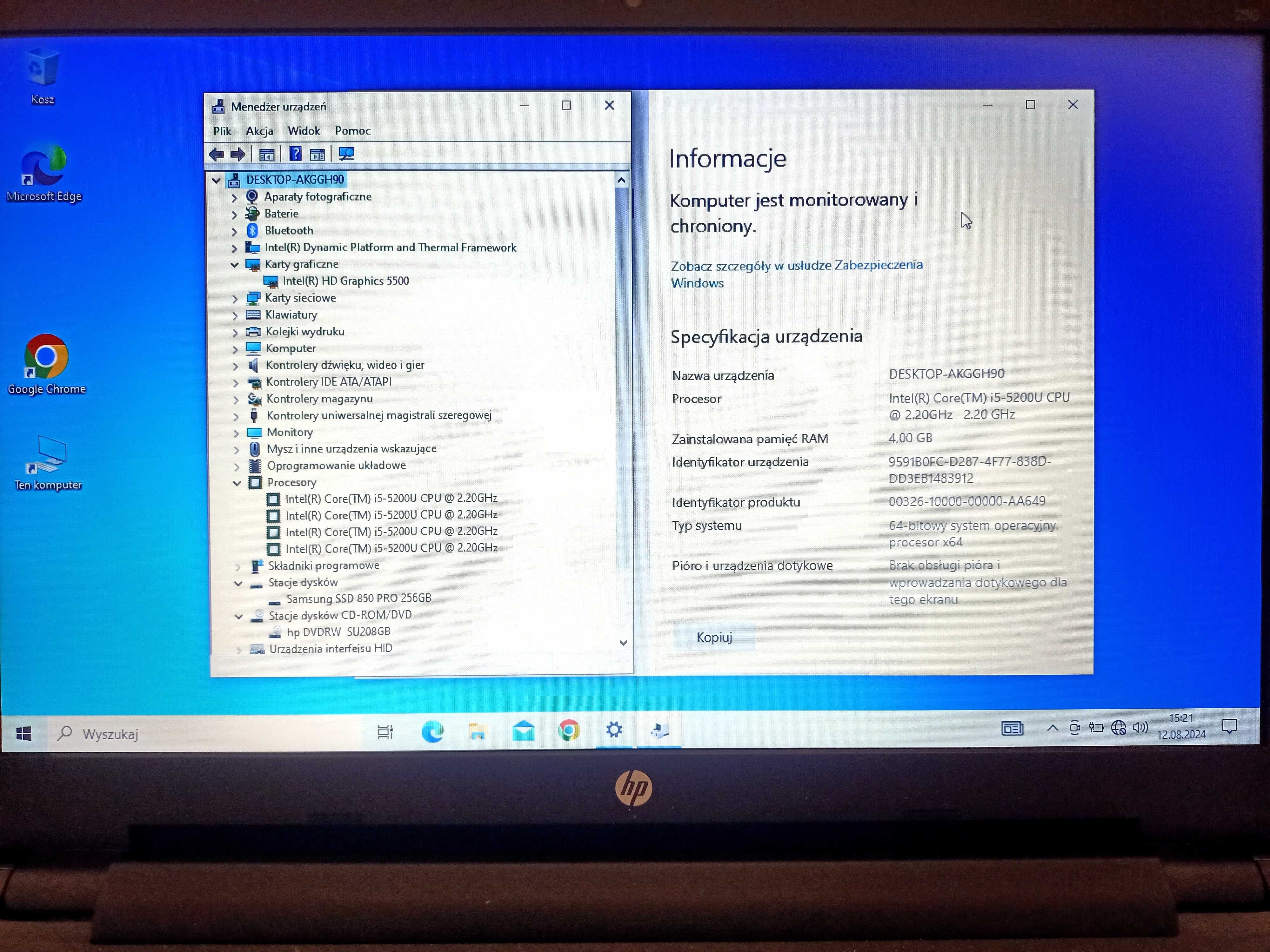HP 250 G4 - i5- 5200 - SSD 256GB