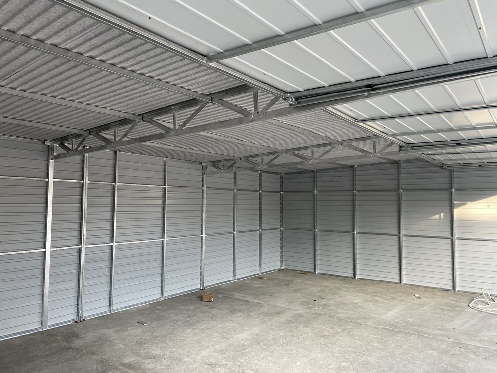 Garaż blaszany, hala 9x5.5 + pomieszczenie gospodarcze 2x5.5. Antracyt