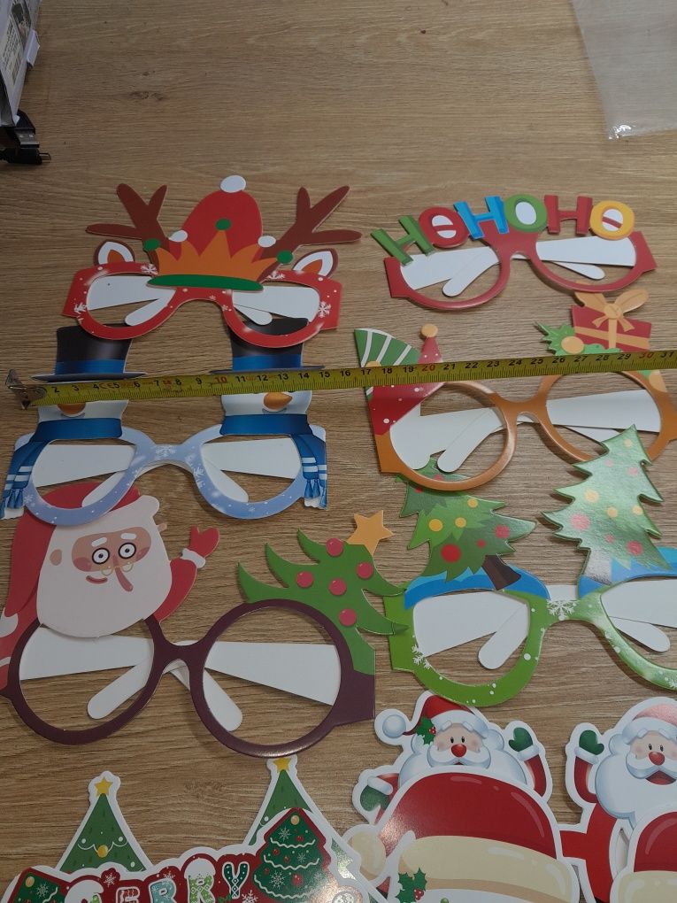 Zestaw 24 szt. Papierowe okulary dla dzieci świąteczne merry christmas