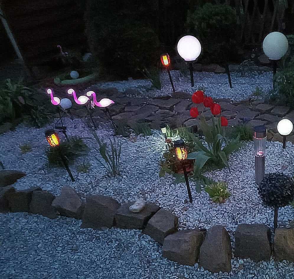 Lampa ogrodowa , solarna , Flamingi