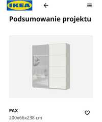 Drzwi przesuwne IKEA 200x236  lustro i mleczne szkło