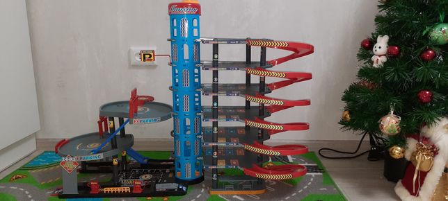 Дитячий ігровий гараж-трек з ліфтом з 8 машинками і 7 поверхів паркінг