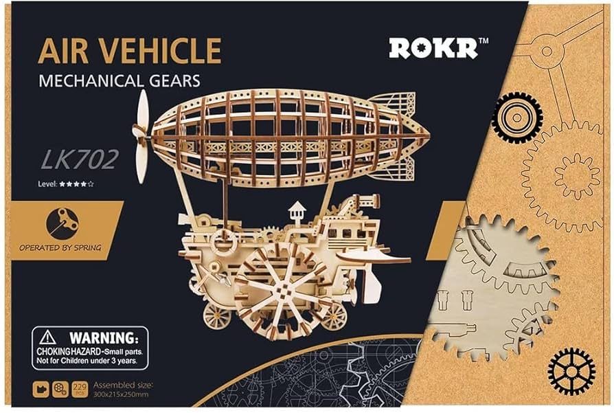 Puzzle Mecânico 3D em Madeira ROKR – Dirigível Air Vehicle LK702