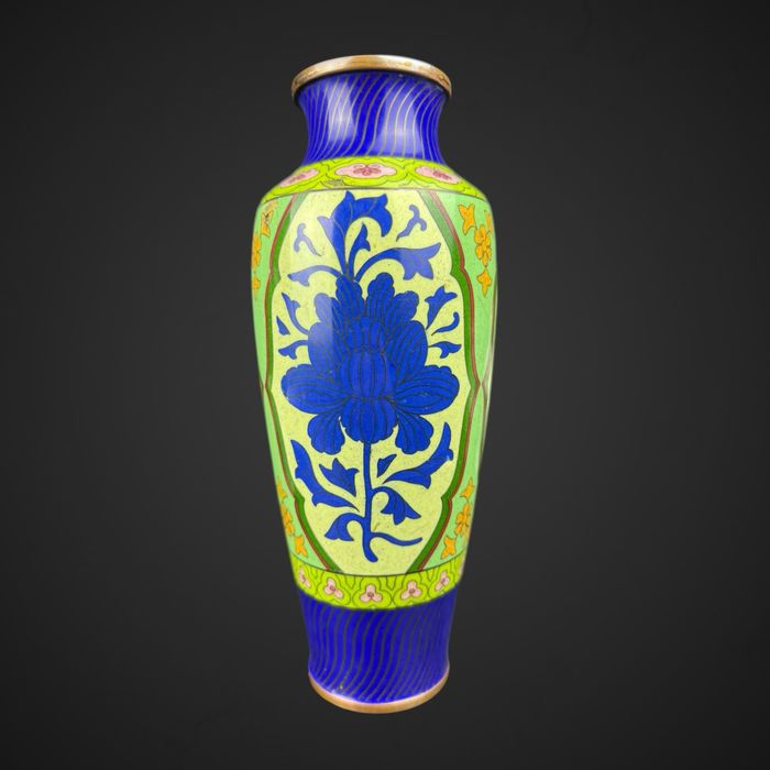 Wazon Emalia cloisonne kwiaty styl azjatycki uszkodzony B5/031208