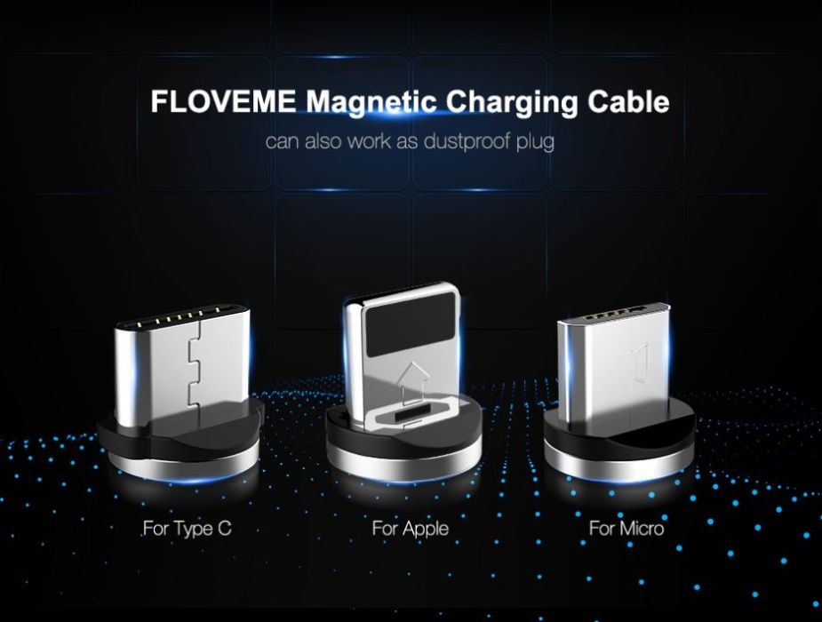 Kabel Magnetyczny FLOVEME 1m + końcówka IOS lub MICRO