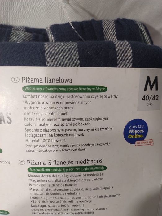 Piżama flanelowa damska M 40/42