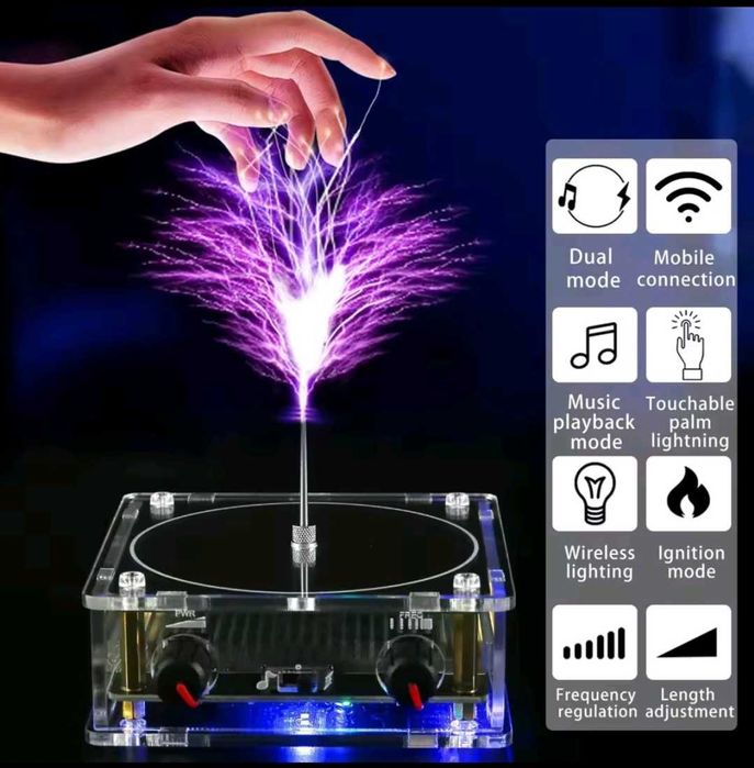 Музична Котушка Тесла Колонка з Bluetooth, генератор блискавок