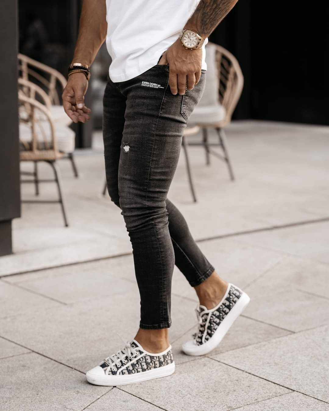 Spodnie męskie jeansy olavoga arran M L XL czare