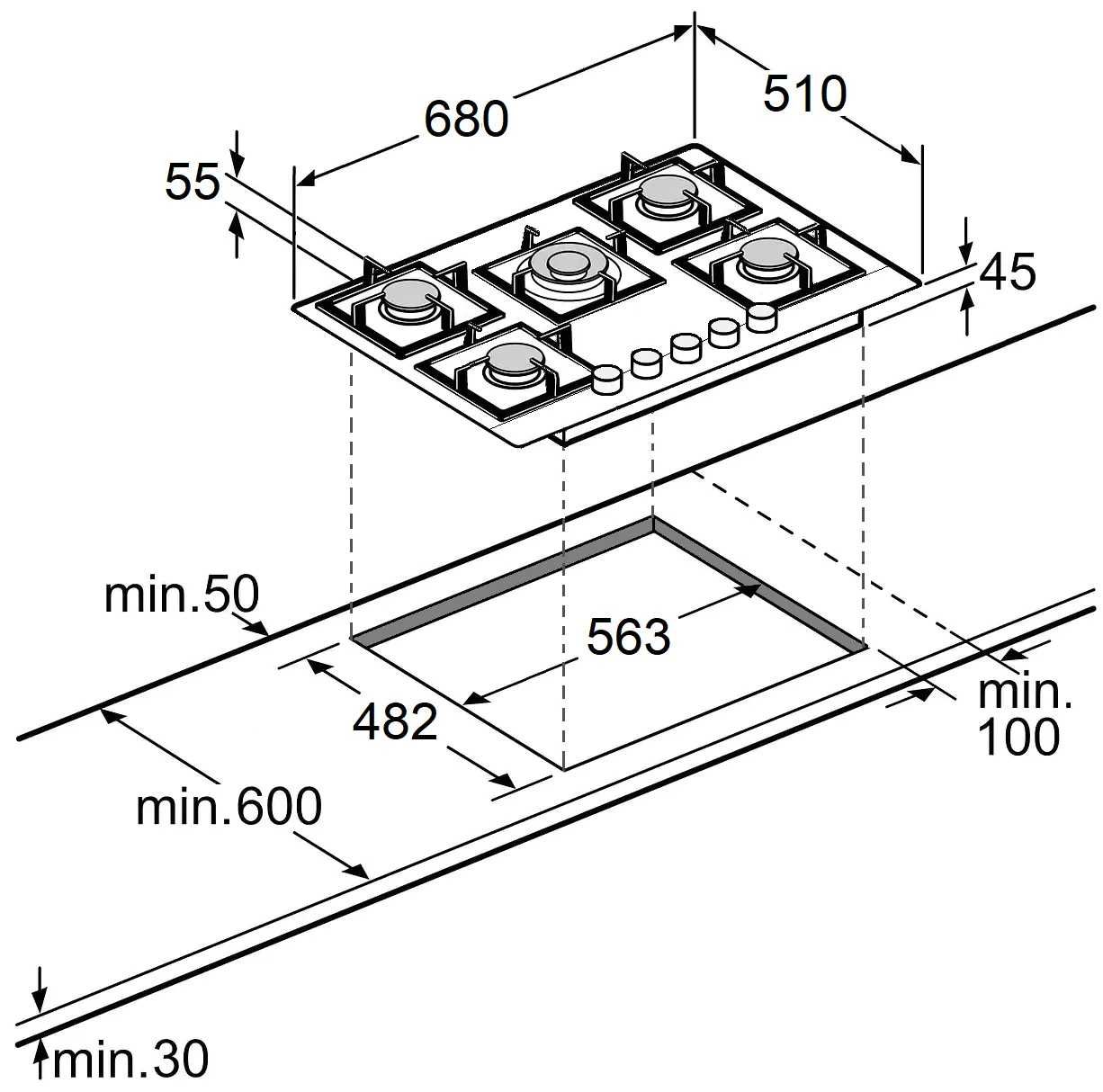 Варочная поверхность газовая Fabiano FHG 8655  Inox