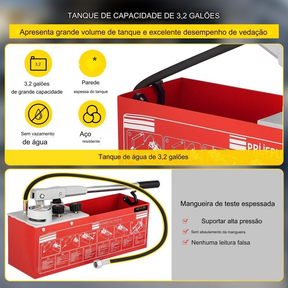 Bomba de Teste de Pressão de 12L 25Bar