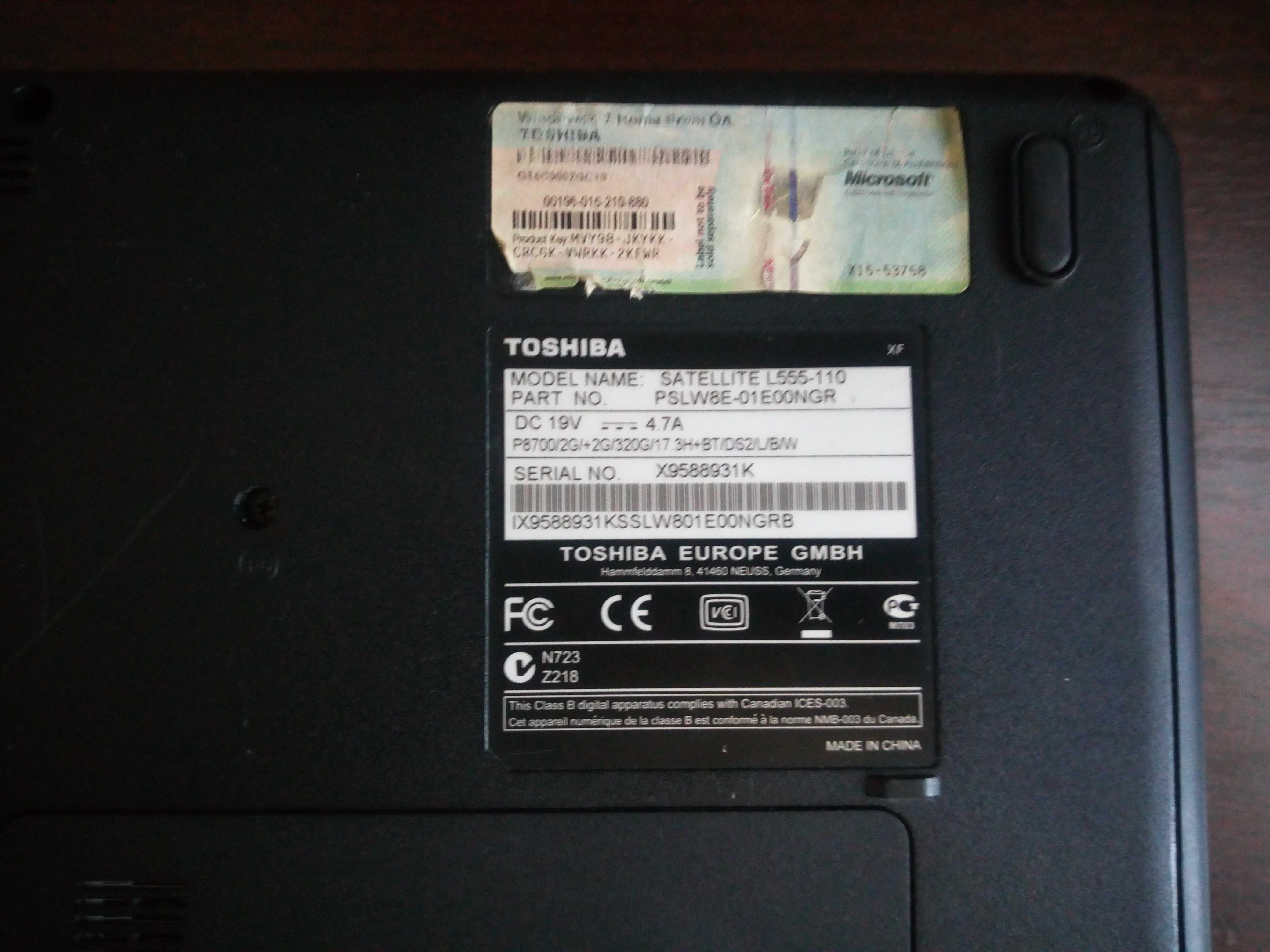 Ноутбук TOSHIBA satellite L555-110