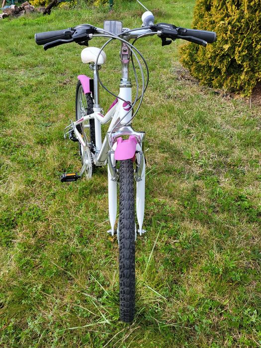 Rower giant areva koła 24, dziewczęcy, biało-różowy, stan bdb