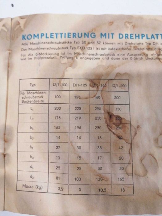 Поворотная основа. Тиски фрезерные WMW SX1-160 Heckert. Германия