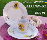 NOWY Porcelanowy zestaw dla dzieci.Filiżanka+2 talerzyka.BARANÓWKA.