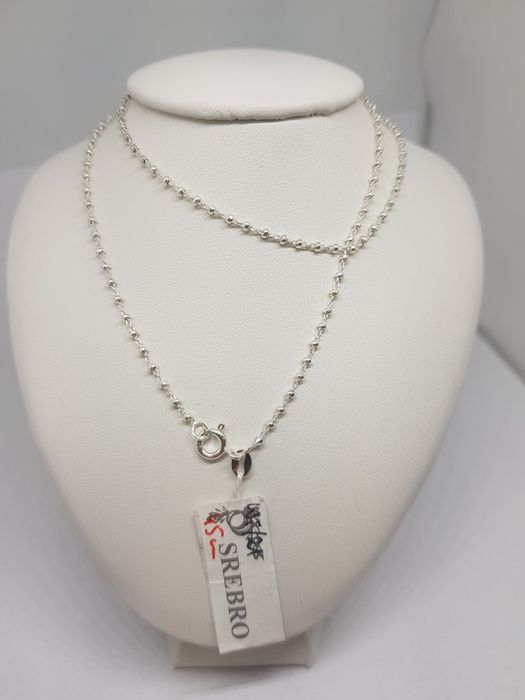 Srebrny łańcuszek z kulkami srebro 925 długość 45cm