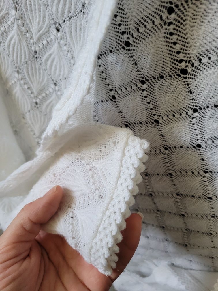 Sweterek biały Bolerko ażurowe komunia narzutka