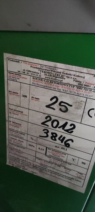 Części do pieca Aqua-duo. Firmy Stąporków 25 kw