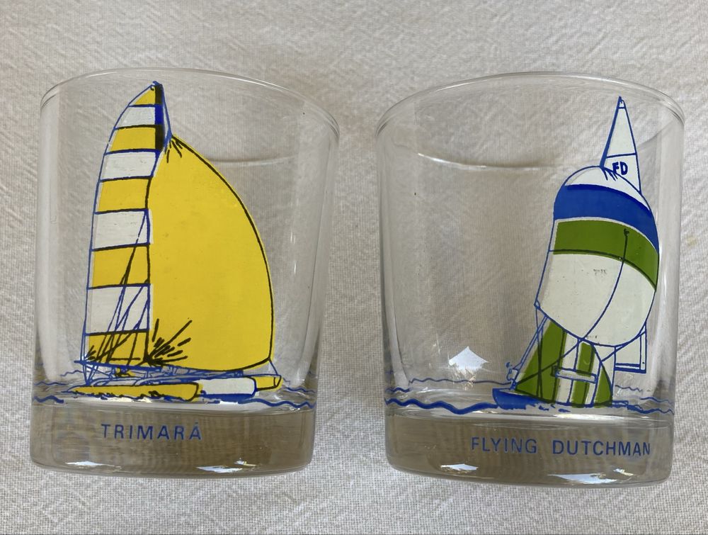 Coleção de 6 copos, coleção barcos, anos 80, da “Nucrema”