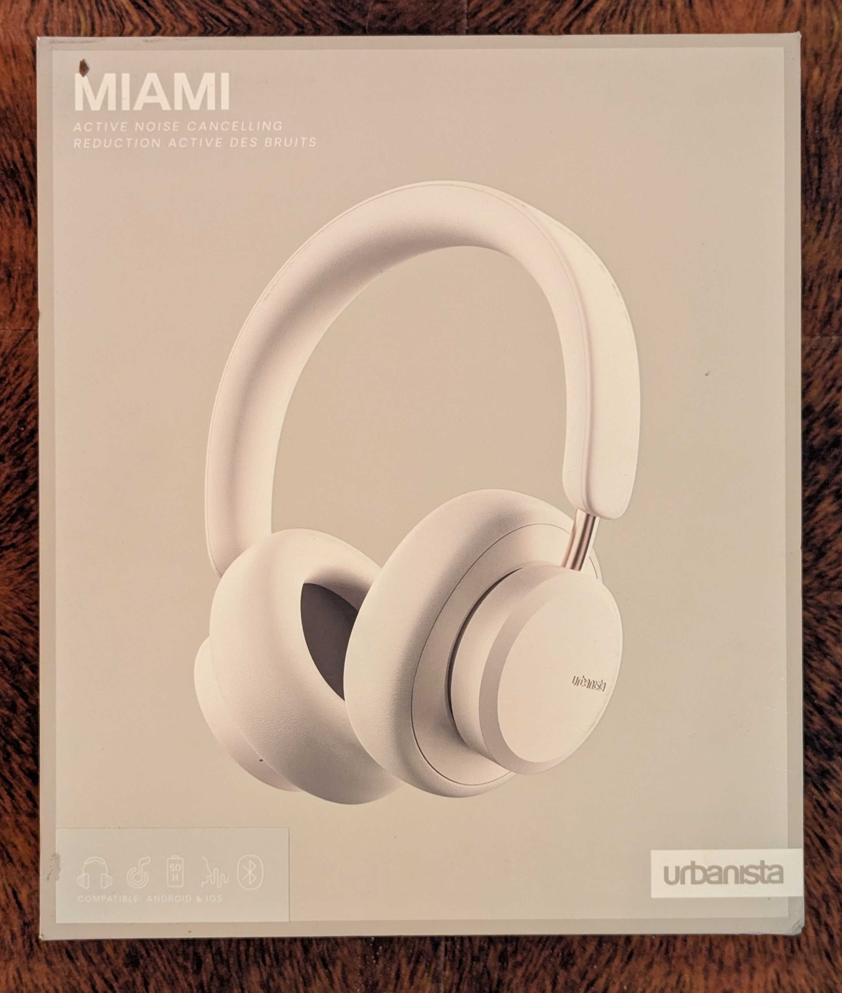 Słuchawki Urbanista Miami, białe, nowe, ANC, USB C, 50h
