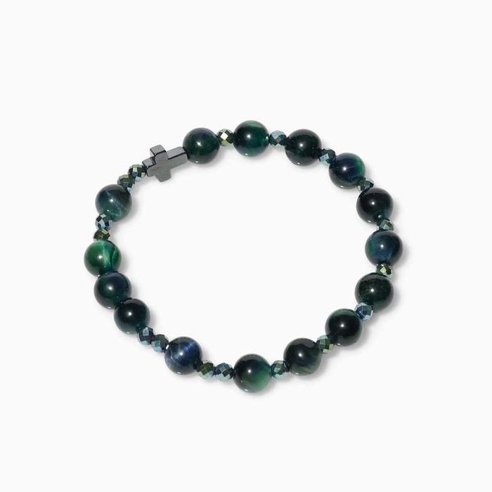 Unikatowa Bransoletka ( Różaniec)  z Kamieni Tygrysie Oko i Hematyt