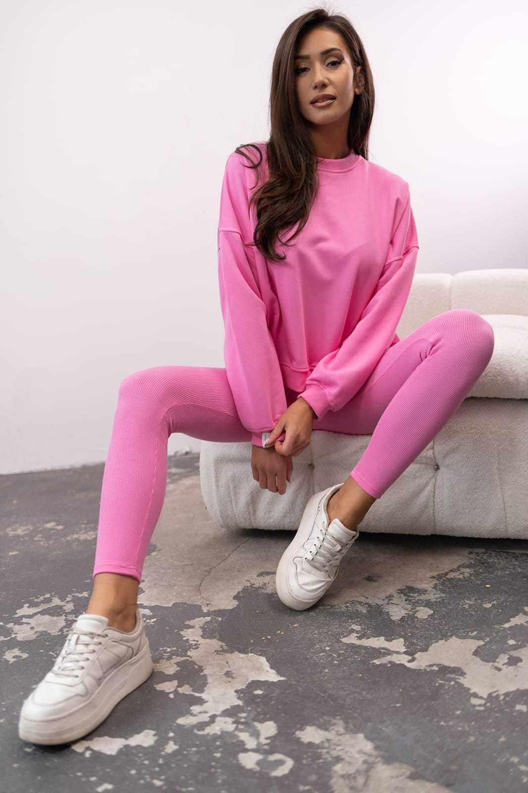 Bawełniana bluza LENOSHKA damska oversize barbie - Polska produkcja