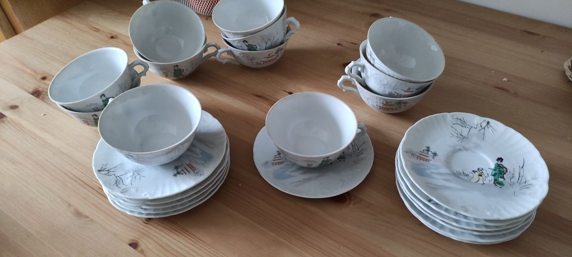 Conjunto Chá de porcelana da Vista Alegre -Decoração Oriental "OTARU"