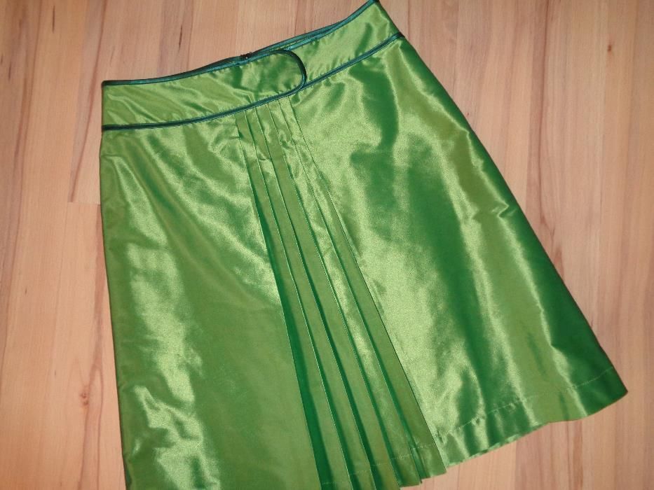 MNG Mango - zielona satynowa plisowana spódnica PLISA nowa r. 38