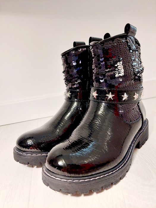 Buty botki 31 dziewczęce czarne jesienno-zimowe