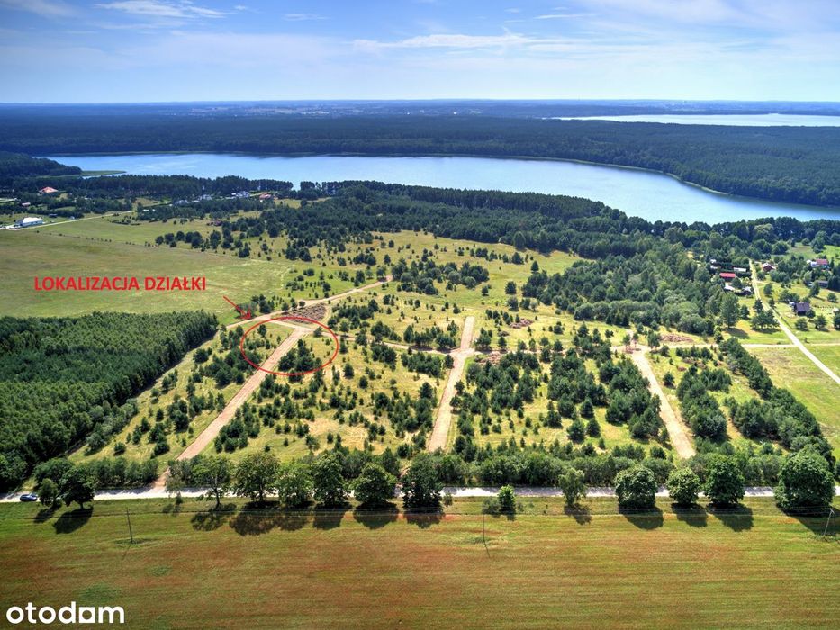 Działka rekreacyjną/budowlana 720 m² jez. Dołgie + prąd + ogrodzenie