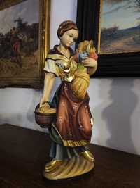 Figura z drewna polichromia Św Notburga 56cm