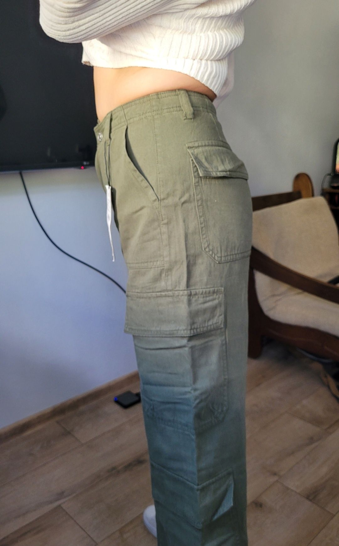 Spodnie z wysokim stanem Zara rozmiar S 36 cargo Nowe z metką